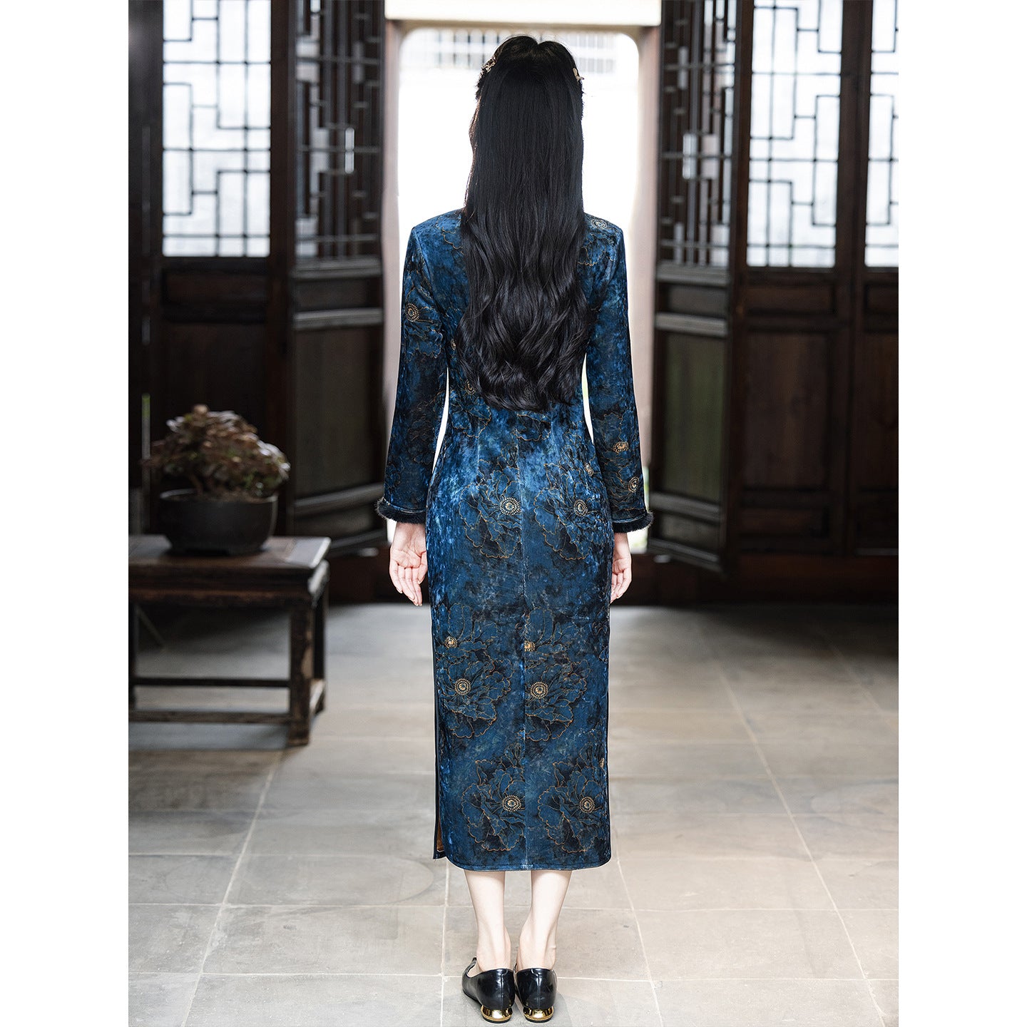 Women's Qipao Sucheng 苏城 Asian Thicken Dress Chinese Modern Hanfu Clothing Velvet Cheongsam Winter