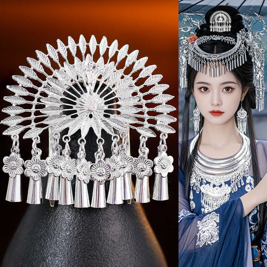 Miao Ornaments Tuji 荼寂 Traditional Chinese Hair jewelry Hanfu Historical Headgear