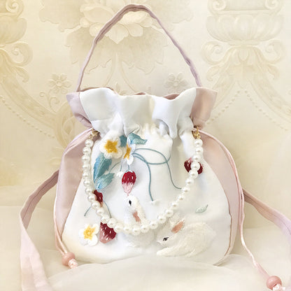 Chinese Style Drawstring Handbag Pearl Embroidery Bags Nang 囊