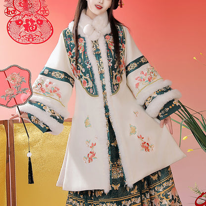 Ming Dynasty Dress Women's Mamian Skirt Songdie 颂蝶 Thicken Chinese Style Lunar New Year Clothes Winter