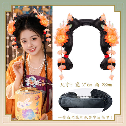 Traditional Chinese Hairstyle Wig Shinv 仕女 Hanfu Historical Royal Hairpieces