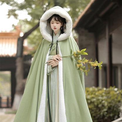 Chinese Clothing Women's Traditional Thicken Velvet Cloak Hanfu Autumn Winter