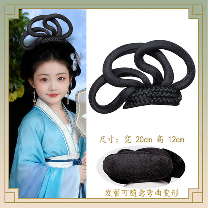 Kid's Traditional Chinese Hairstyle Wig Change 嫦娥 Hanfu Historical Royal Hairpieces