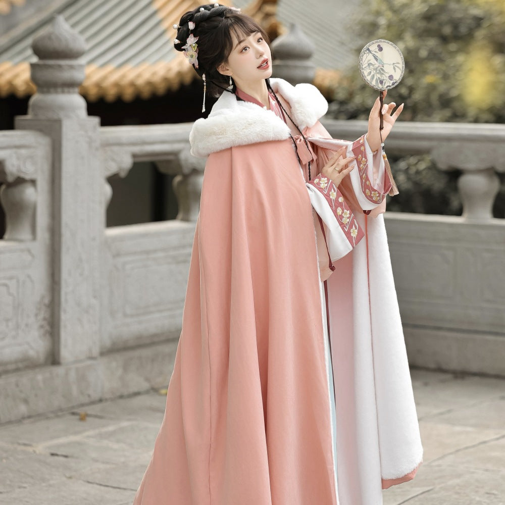 Chinese Clothing Women's Traditional Thicken Velvet Cloak Hanfu Autumn Winter
