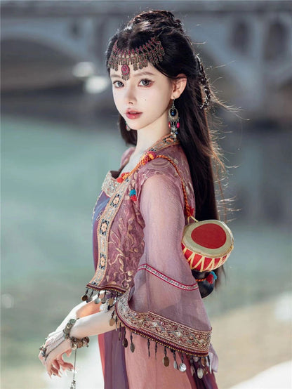 Ancient Xinjiang Women's Zixuan 紫萱 Dress Spring Summer Autumn