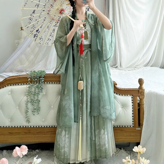 SONG Dynasty Hanfu Women's Xiahe 夏荷 Skirt  Spring Summer Autumn