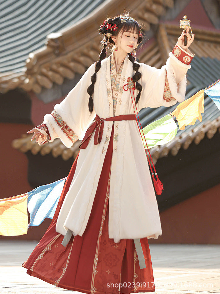 SONG Dynasty Clothing Qiongfa ng 琼芳 Women's Chinese Traditional Thicken Velvet Hanfu Autumn Winter