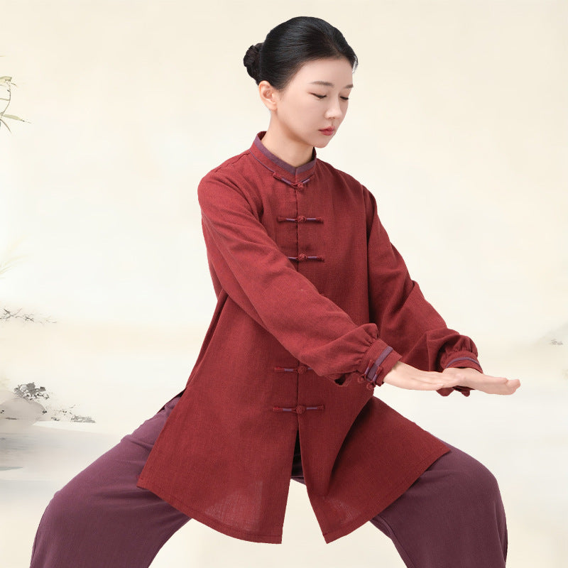 Thickened Tai Chi Quan Clothing Nanhua 南华 Gender Neutral Chinese Kungfu Traditional Linen Hanfu Autumn Winter