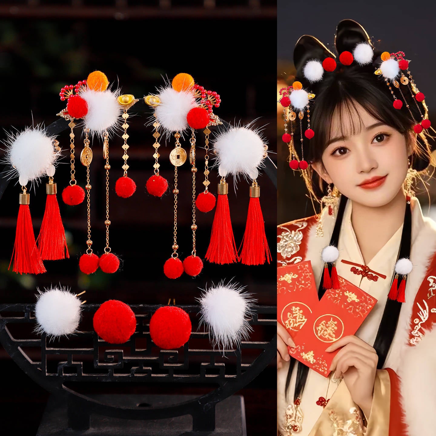 Traditional Chinese Hair jewelry Caishen 财神 Hanfu Historical Headgear