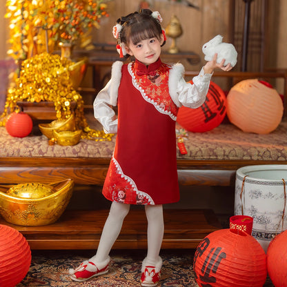 Children's Traditional Panda 熊猫 Clothing Chinese Girl's Lunar New Year Hanfu Dress