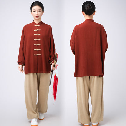 Thickened Tai Chi Quan Clothing Sanyuan 三元 Gender Neutral Chinese Kungfu Traditional Linen Hanfu Autumn Winter