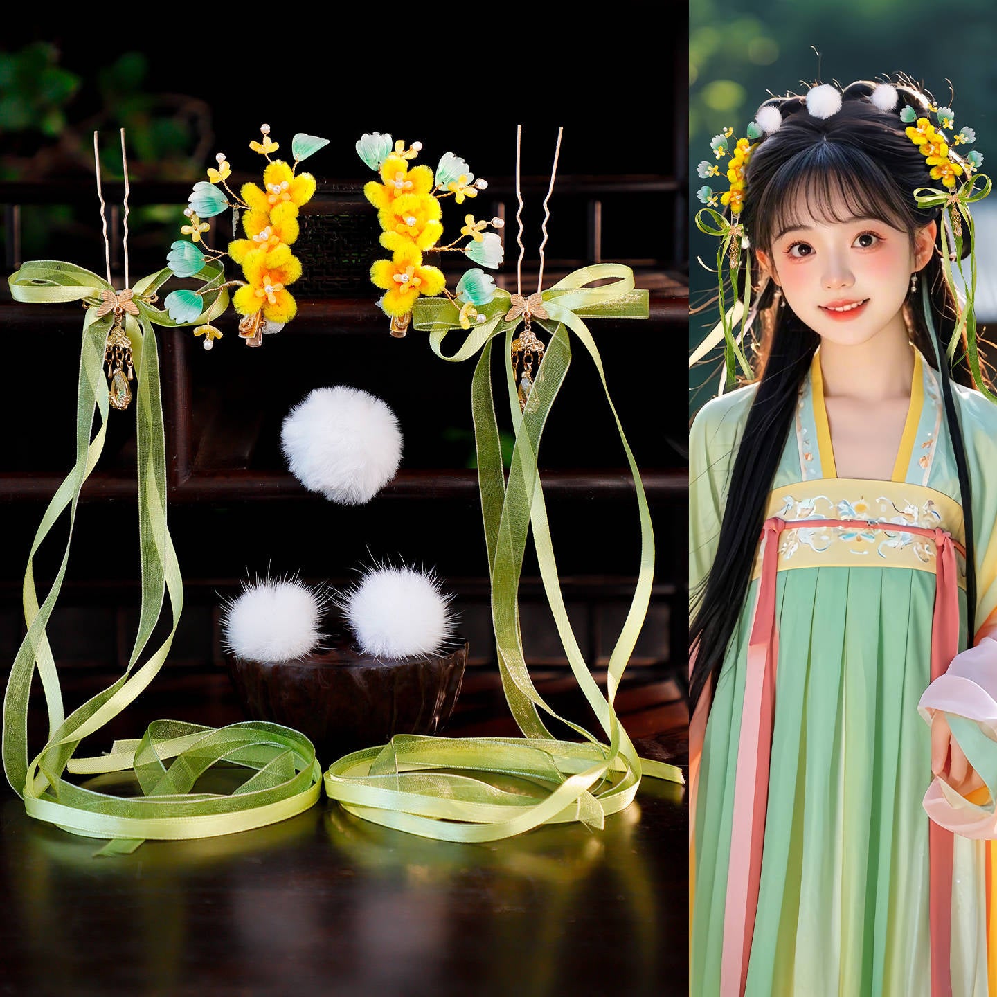 Traditional Chinese Hair jewelry Youcaihua 油菜花 Hanfu Historical Headgear