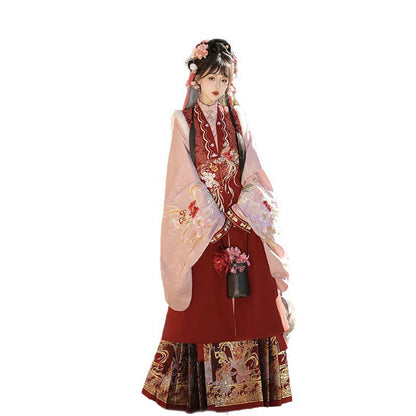 Ming Dynasty Clothing Youfenglaiyi 有凤来仪 Women's Chinese Traditional Thicken Velvet Lunar New Year Hanfu Autumn Winter