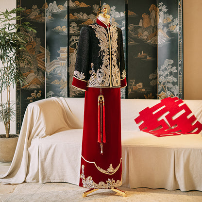 Men's Chinese Wedding Clothing Long Sleeves Lang 郎 Male Attire