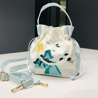 Chinese Style Drawstring Handbag Pearl Embroidery Bags Nang 囊