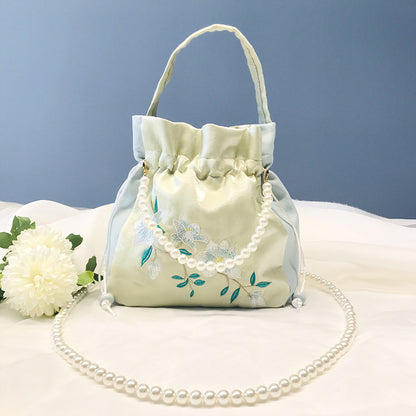 Chinese Style Drawstring Handbag Pearl Embroidery Bags Nang 囊