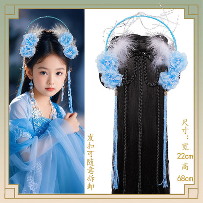 Kid's Traditional Chinese Hairstyle Wig Guixiu 闺秀 Hanfu Historical Royal Hairpieces