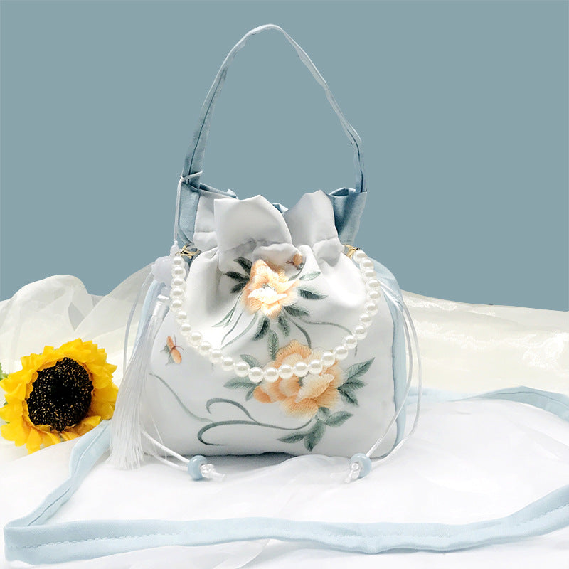 Chinese Style Drawstring Handbag Pearl Embroidery Bags Nang 囊