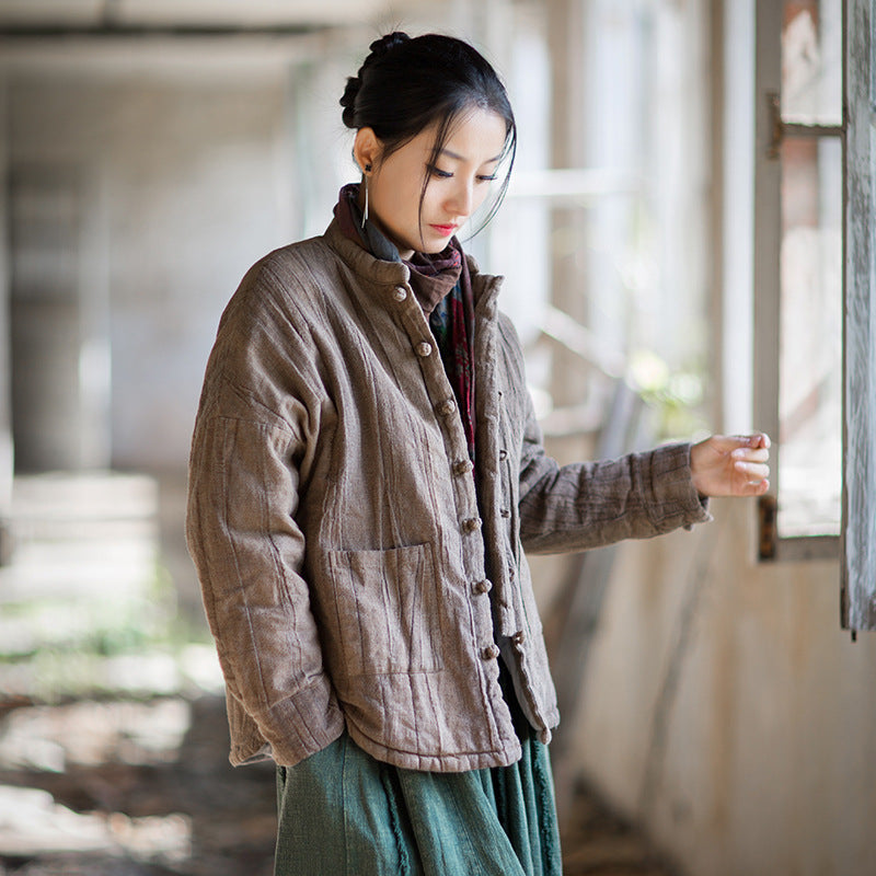 Linen Ticken Coat  Chuiyun "垂云" Han Element Clothing Women's Modern Hanfu Winter Autumn