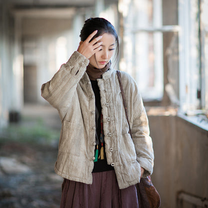 Linen Ticken Coat  Chuiyun "垂云" Han Element Clothing Women's Modern Hanfu Winter Autumn