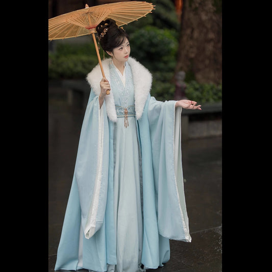WEIJIN Dynasty Clothing Wangji 王姬 Women's Chinese Traditional Thicken Velvet Hanfu Autumn Winter