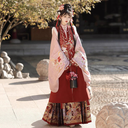 Ming Dynasty Clothing Youfenglaiyi 有凤来仪 Women's Chinese Traditional Thicken Velvet Lunar New Year Hanfu Autumn Winter