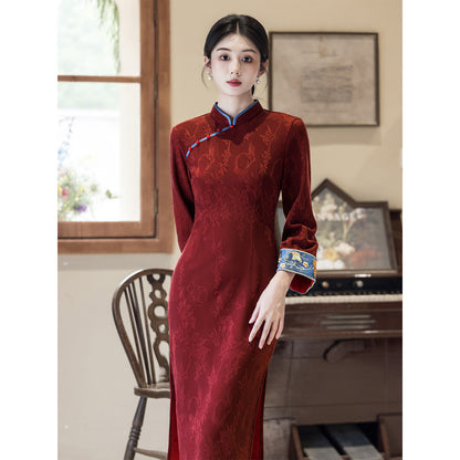 Women's Qipao Manyue 满月 Asian Dress Chinese Modern Hanfu Clothing Cheongsam Autumn Spring