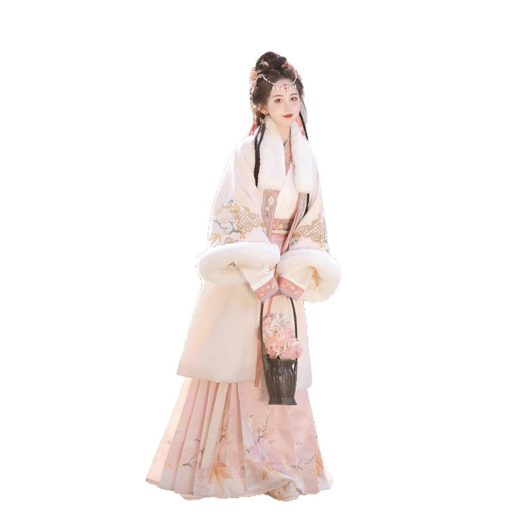 SONG Dynasty Clothing Xishuangyue 溪霜月 Women's Chinese Traditional Thicken Velvet Lunar New Year Hanfu Autumn Winter