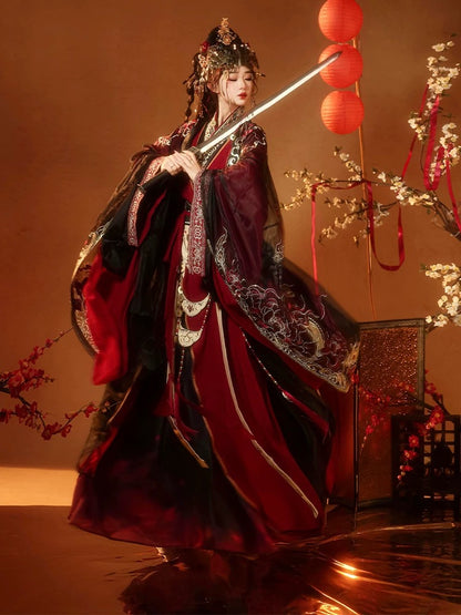 Warring States Women's Dress  Honglianyehuo 红莲业火 Traditional Chinese Hanfu Clothing Spring Autumn