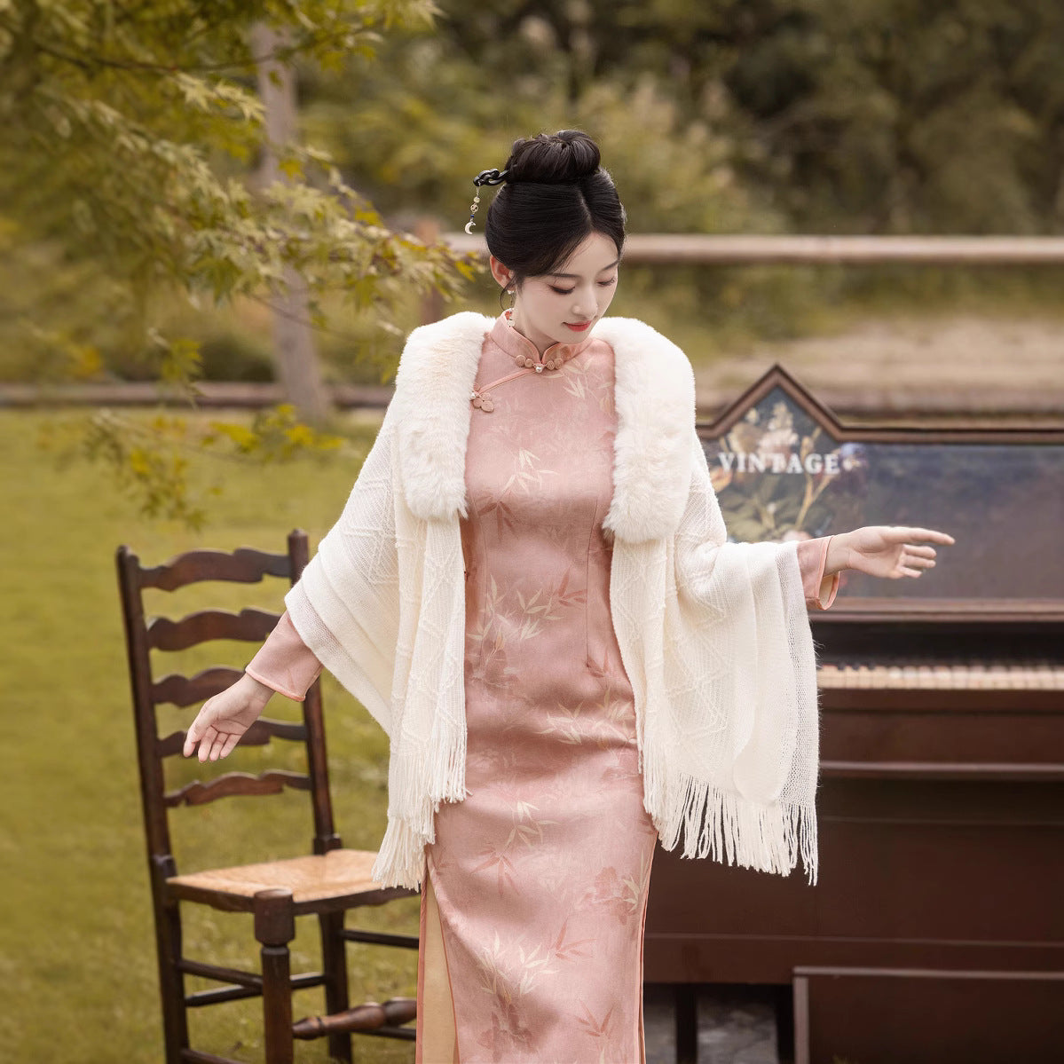 Chinese Modern Women's Qipao Dress  Jinxin 锦心 Clothing Traditional Cheongsam Autumn Winter Velvet Long Sleeves