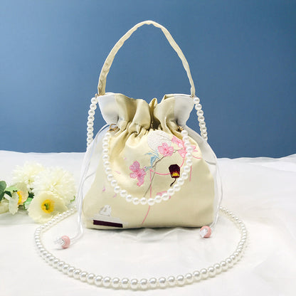Chinese Style Drawstring Handbag Pearl Embroidery Bags Nang 囊