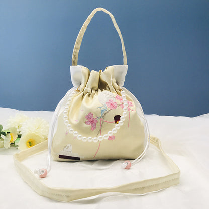 Chinese Style Drawstring Handbag Pearl Embroidery Bags Nang 囊