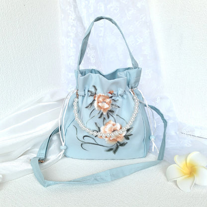 Chinese Style Drawstring Handbag Pearl Embroidery Bags Nang 囊