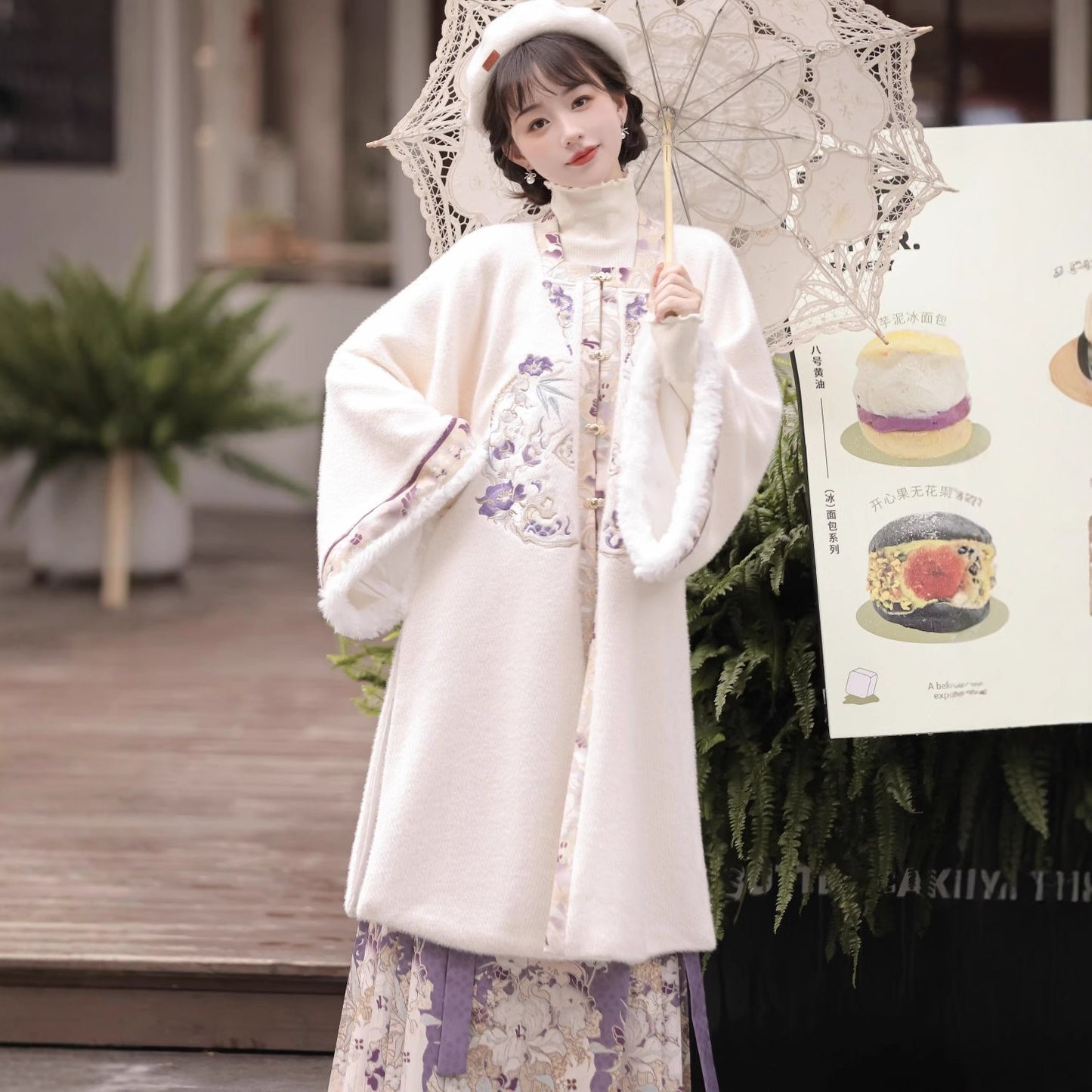 New Chinese Style Clothing Dongrihuarong 冬日花容 Women's Modern Hanfu Qing Dynasty Thicken Velvet  Autumn Winter