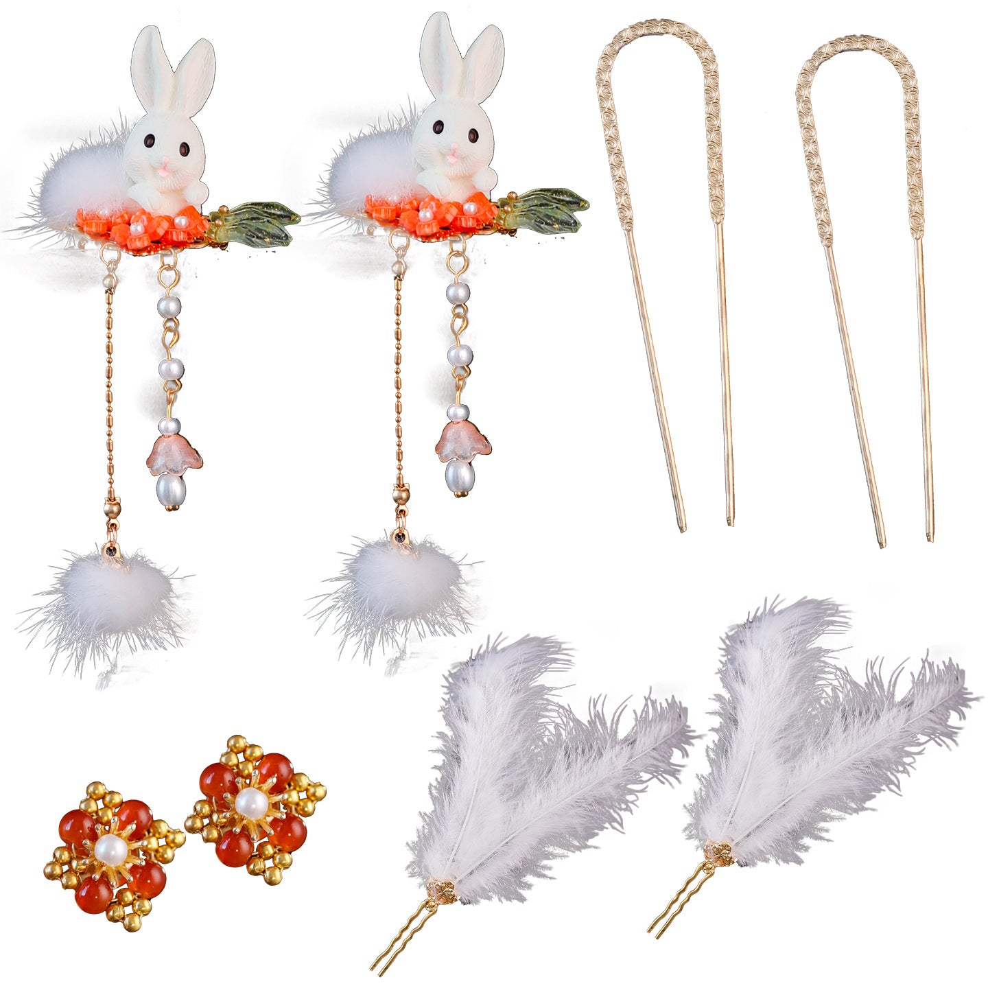 Traditional Chinese Hair jewelry Gongtu 宫兔 Hanfu Historical Headgear