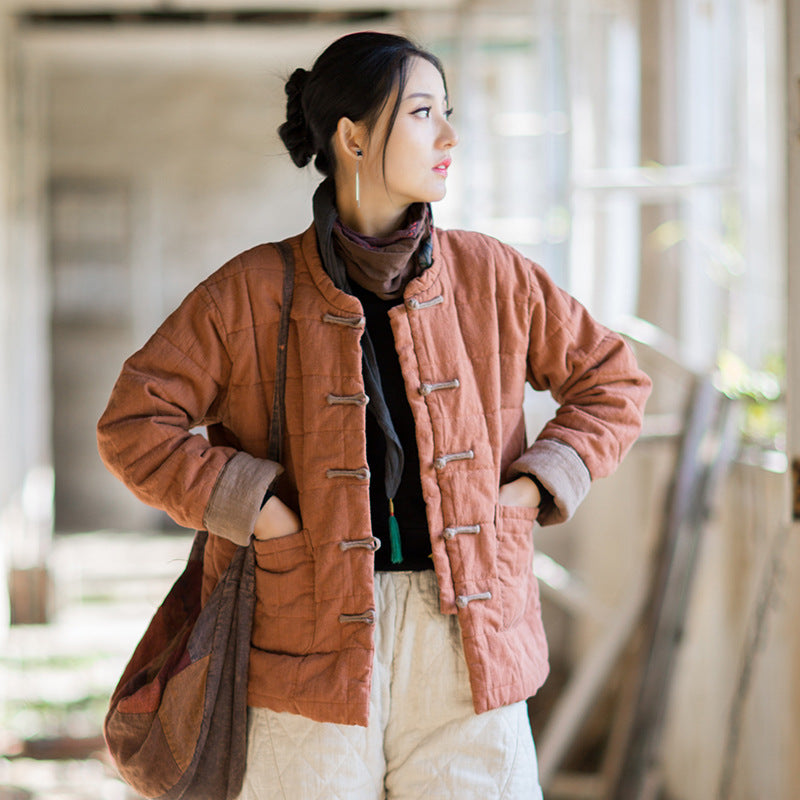 Linen Ticken Coat  Yuanyi "远意" Han Element Clothing Women's Modern Hanfu Winter Autumn