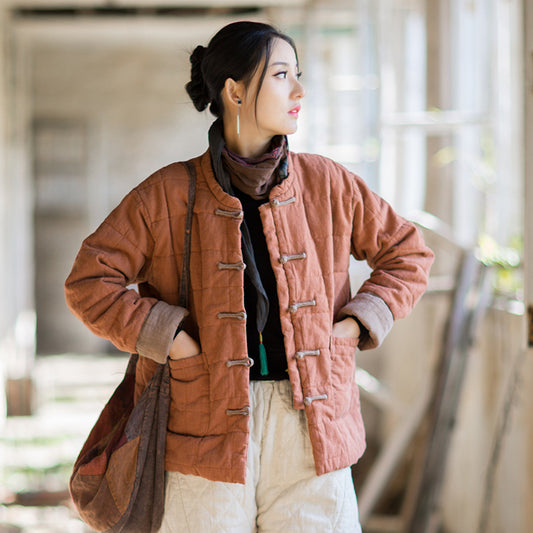 Linen Ticken Coat  Yuanyi "远意" Han Element Clothing Women's Modern Hanfu Winter Autumn