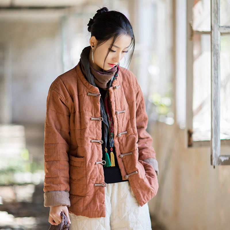 Linen Ticken Coat  Yuanyi "远意" Han Element Clothing Women's Modern Hanfu Winter Autumn