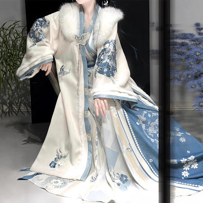 SONG Dynasty Clothing Qingchuan 晴川 Women's Chinese Traditional Thicken Velvet Hanfu Autumn Winter