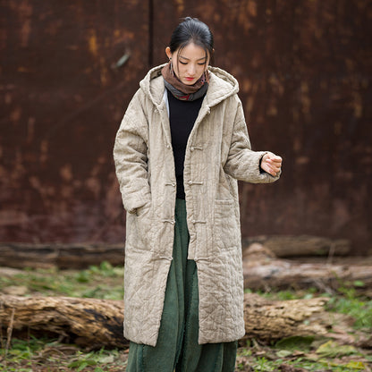 Linen Ticken Coat  Shudan "疏淡" Han Element Clothing Women's Modern Hanfu Winter Autumn