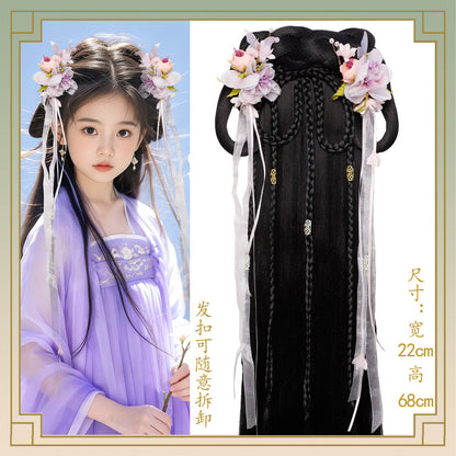Kid's Traditional Chinese Hairstyle Wig Guixiu 闺秀 Hanfu Historical Royal Hairpieces