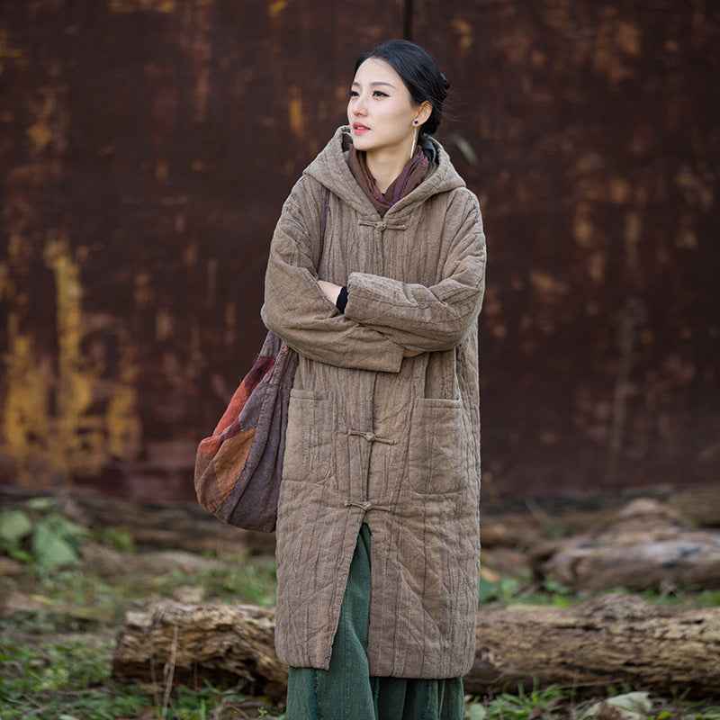 Linen Ticken Coat  Shudan "疏淡" Han Element Clothing Women's Modern Hanfu Winter Autumn