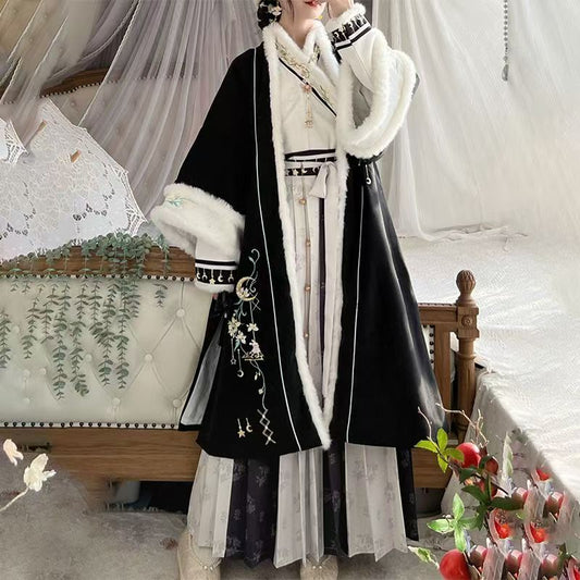 SONG Dynasty Clothing Ruyijuan 如意卷 Women's Chinese Traditional Thicken Velvet Hanfu Autumn Winter