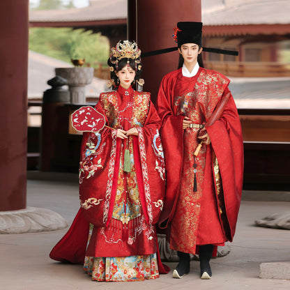 Women's Chinese Wedding Gown Clothes Linfengxi 麟凤栖 Men's Customs Traditional Male Hanfu Dress