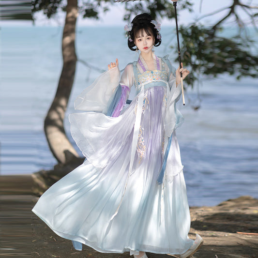 TANG Dynasty Dress Women's Spring Grace in Misty Rain 春晚嫣雨 Ruqun  Spring Summer Autumn