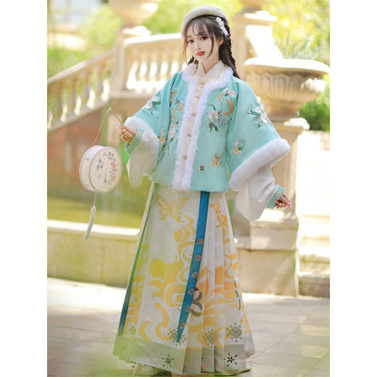 New Chinese Style Clothing Jinseliunian 锦瑟流年 Women's Modern Hanfu Ming Dynasty Thicken Velvet  Autumn Winter
