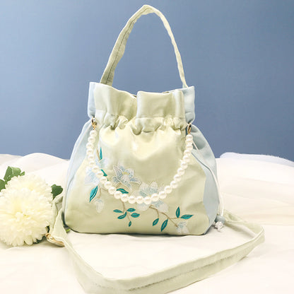 Chinese Style Drawstring Handbag Pearl Embroidery Bags Nang 囊