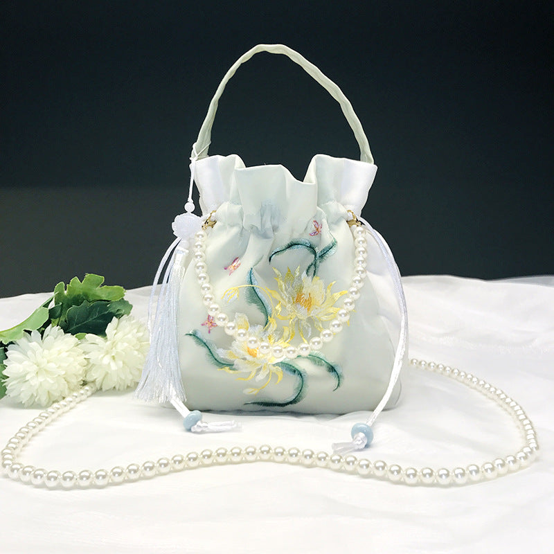 Chinese Style Drawstring Handbag Pearl Embroidery Bags Nang 囊