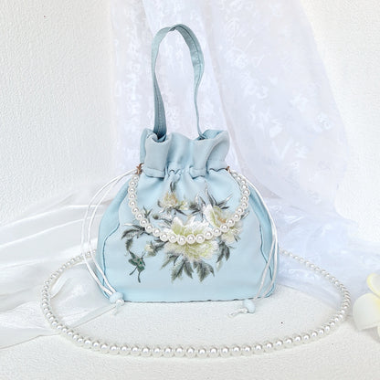 Chinese Style Drawstring Handbag Pearl Embroidery Bags Nang 囊