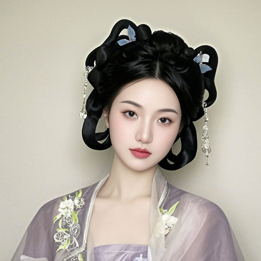 Traditional Chinese Hairstyle Wig Qinglan 青岚 Hanfu Historical Royal Hairpieces